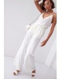 Summer set of palazzo pants and cream top 01016 - Online store - Boutique